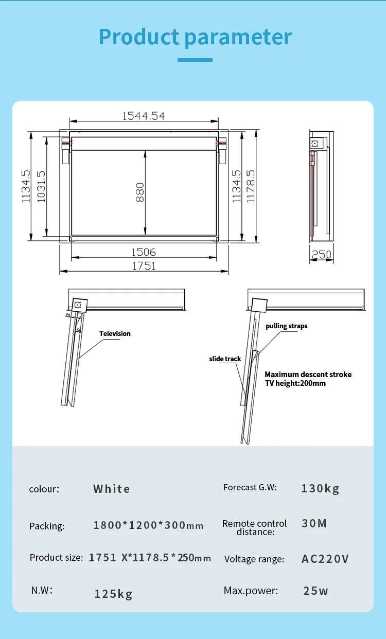 Wholesale Vesa Intelligent Flip Down Ceiling TV Bracket Mount with Remote/Central/Wired 3 Control way