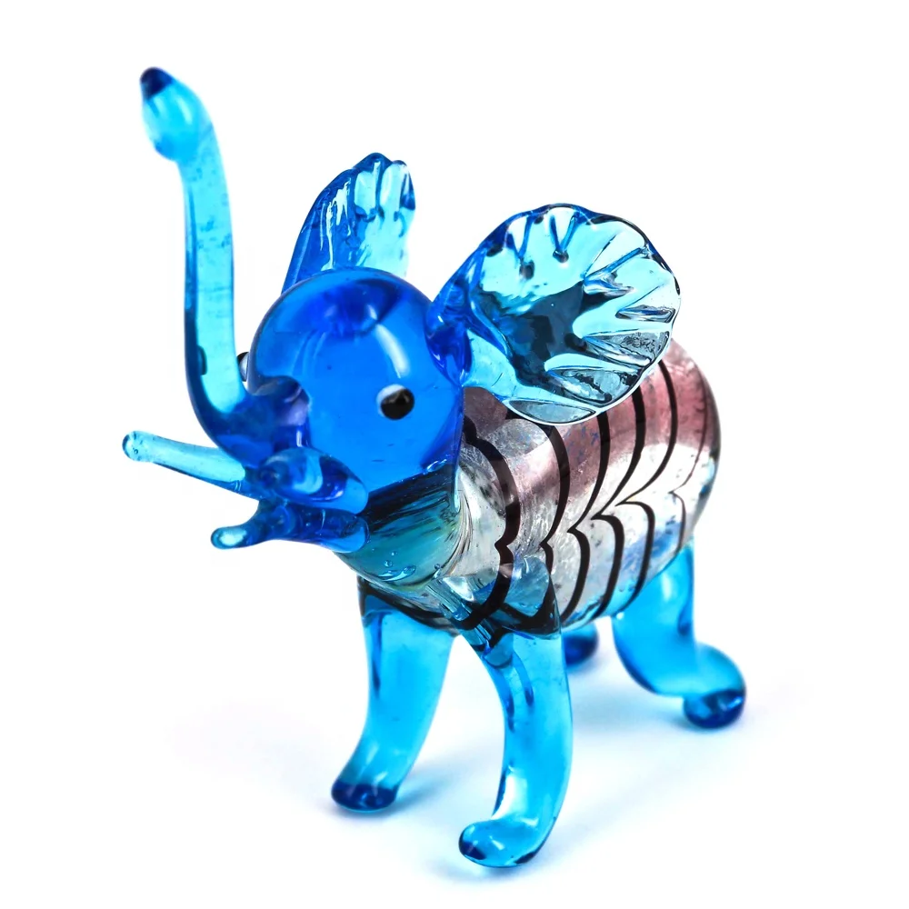 Blown glass coloured animal figurines murano glass elephant