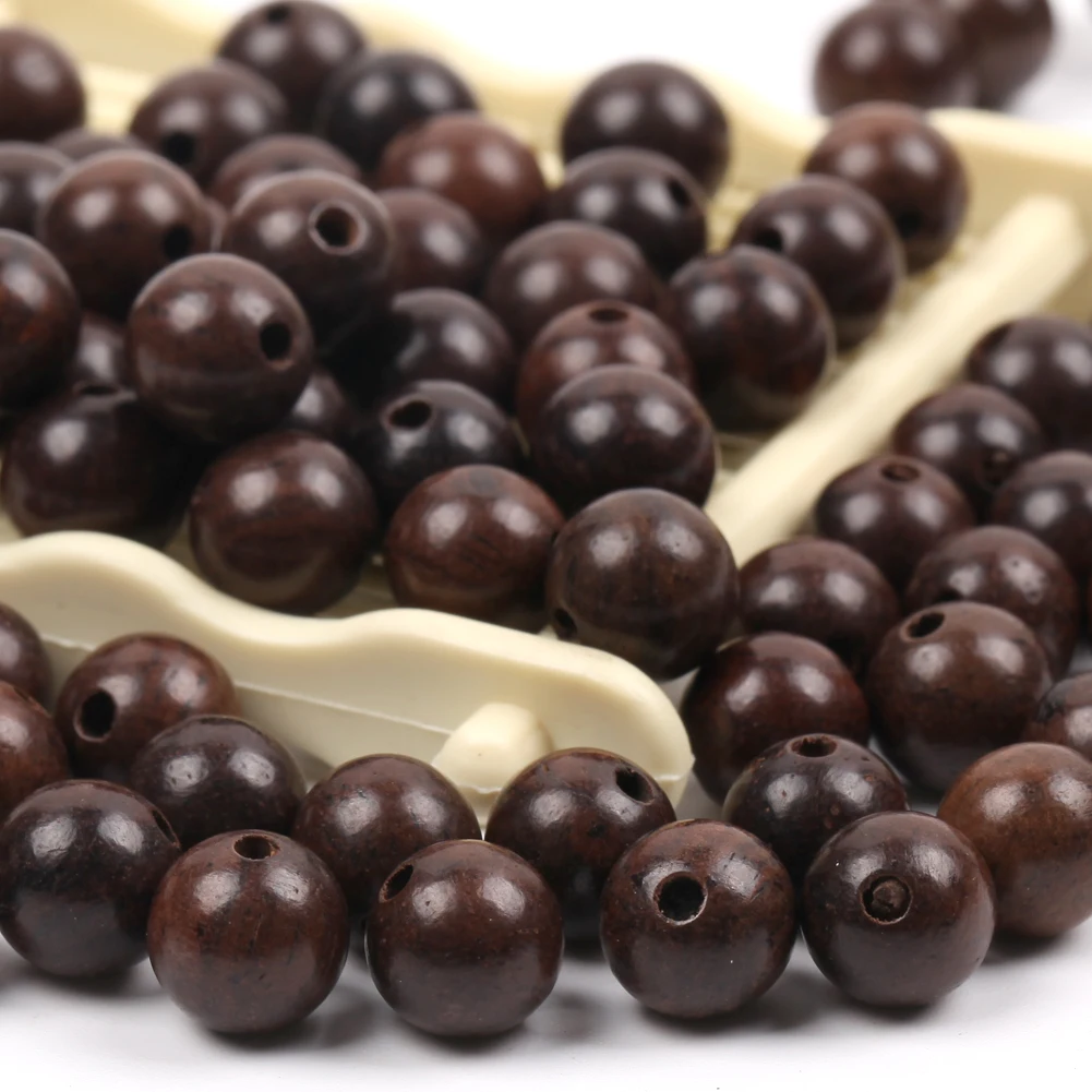 6/8/10mm Natural Round Wenge Wood Cylindrical Loose Chicken-Wing Wooden Beads For Jewelry Making Findings DIY Rosary Bracelet