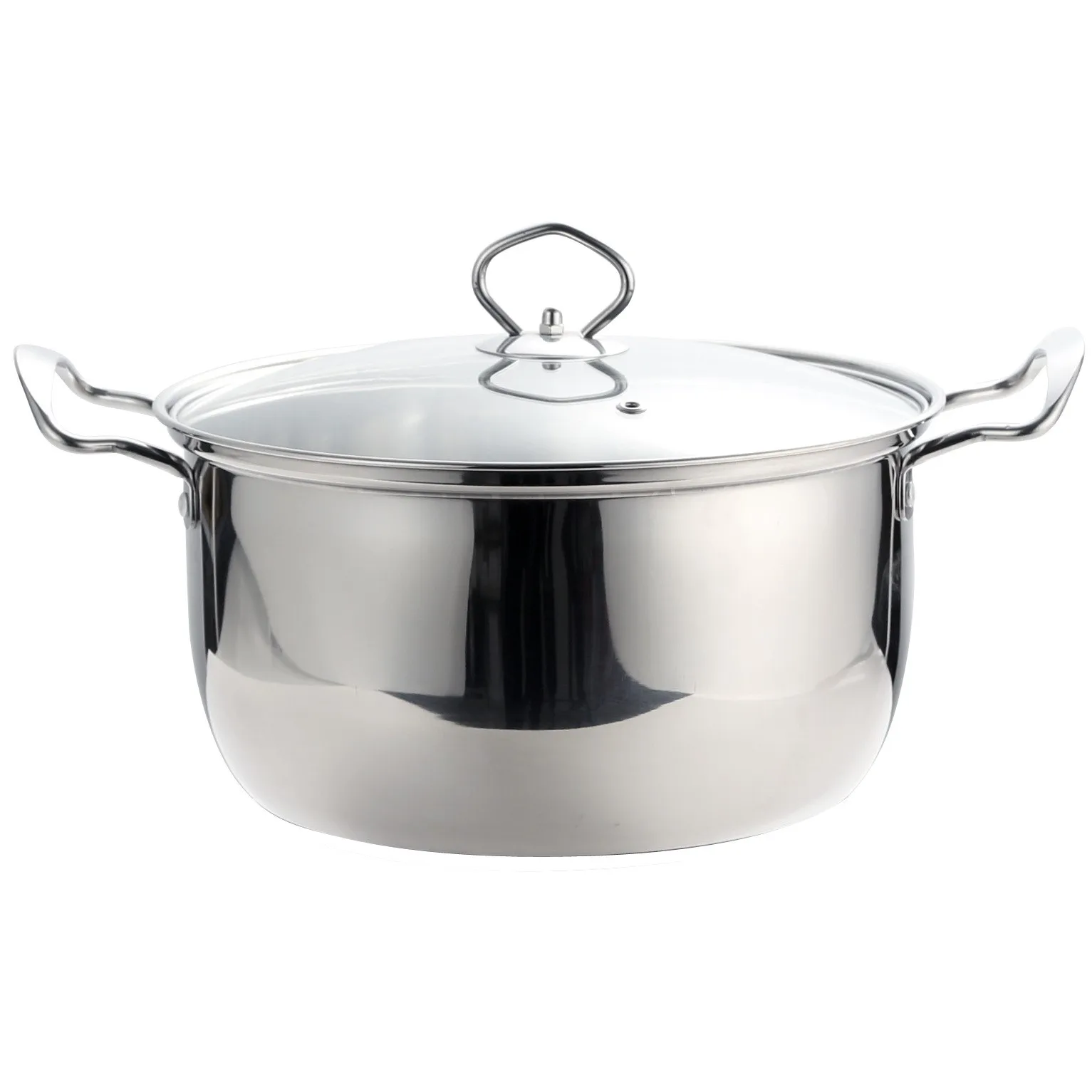 
24cm casseroles stainless steel cooking soup hot pot set stockpot with glass lid double handle cookware for home kitchen 