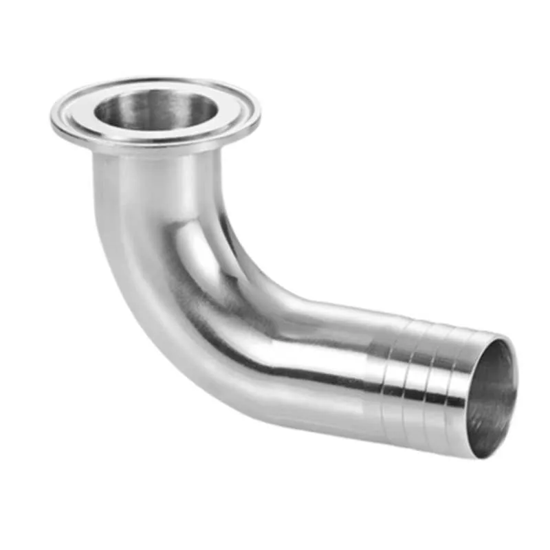 High Quality 304 316 Sanitary Stainless Steel 90 Degree Clamp Quick Joint Elbow Polished Casting Technique Hose Coupling Type