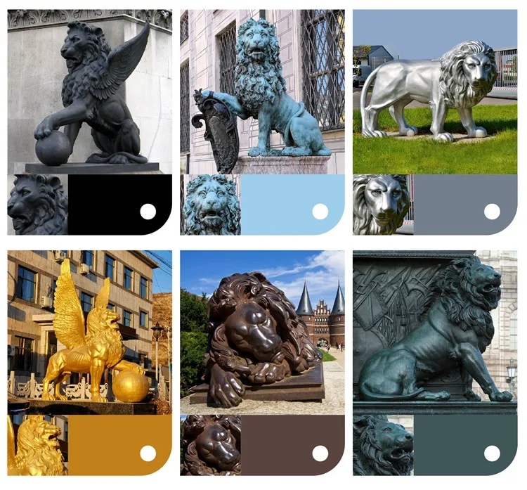 bronze lion statue color choice