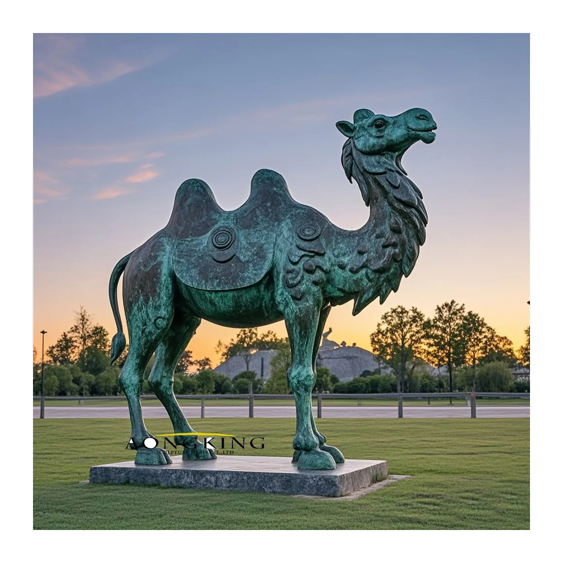 Outdoor design park decor green patina large metal animal sculpture bronze big camel statue