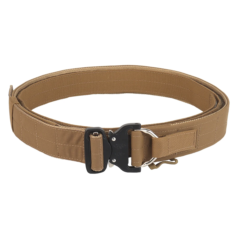 Factory Wholesale Heavy Duty Nylon Adjustable High Strength Tactical Belt Plastic Buckle Coyote Brown Inner and Outer Belt