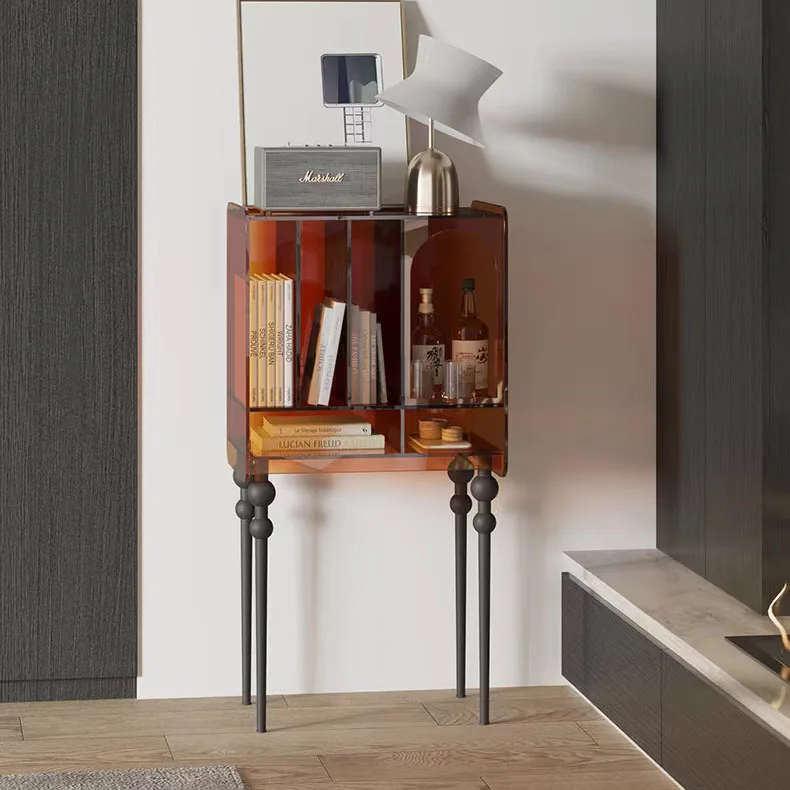 Acrylic White Bookcase-5-Shelf Etagere Bookcase Contemporary Look with Tempered Glass Frame Bookshelf