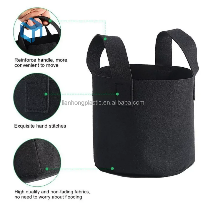 Grow Bags Nonwoven Fabric Pots Aeration Container with Strap Handles for Garden and Planting From Shandong