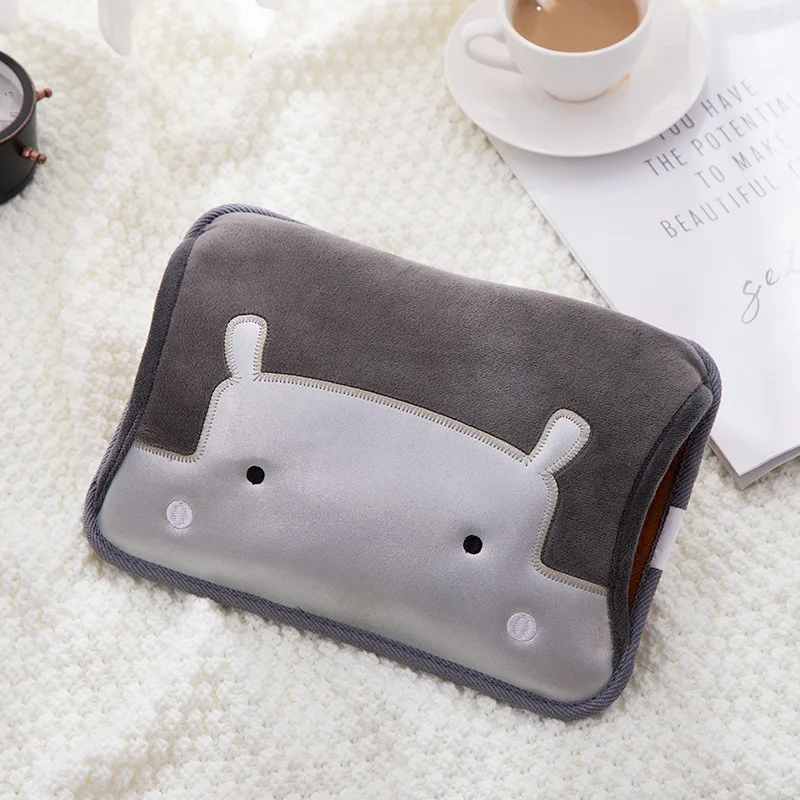 Double Plug Cartoon Flat Fashion Explosion-proof Multi-function Electric Hot Water Bottle Hand Warmer Warm Water Bag
