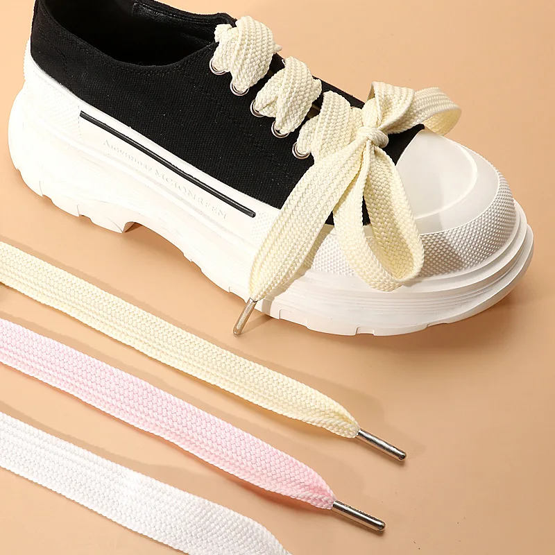 22MM Width Metal Tip Thick Flat Shoelaces for Shoes Solid Color Shoe Laces  Replacement Laces for Fat Sneakers