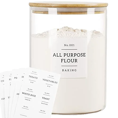 3L Borosilicate Large Kitchen Food Flour Laundry Canister Manson Glass Storage Jars with Bamboo Lid