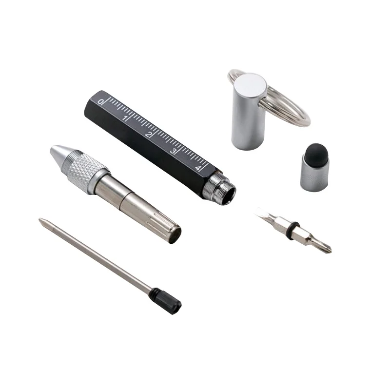 Custom promotional hot selling portable keychain multi function metal tool ballpoint pen