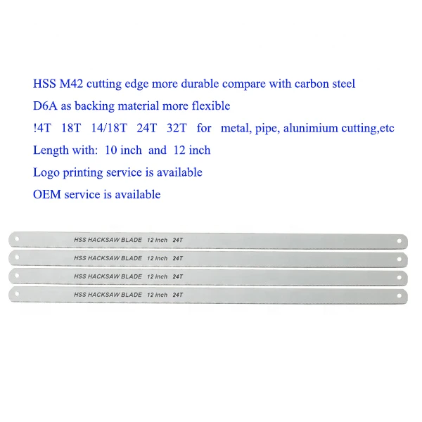 Customizable HSS High Speed Steel Hack Saw Blades for Cutting Aluminium Pipe & Metal Sheet Tube Hand Tool Saw Blades