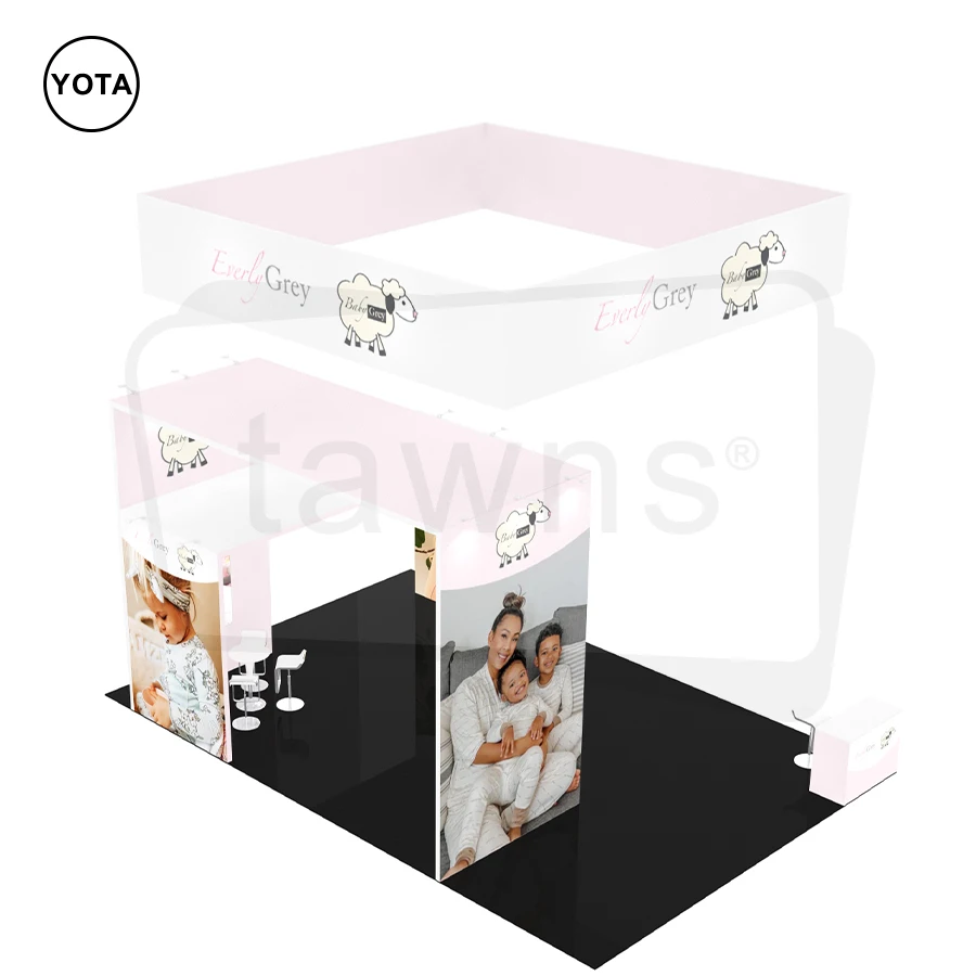 Tawns New Design Custom 20x30ft Portable Tool Free Aluminum Tube Expo Advertising Tension Fabric Exhibition Trade Show Booth