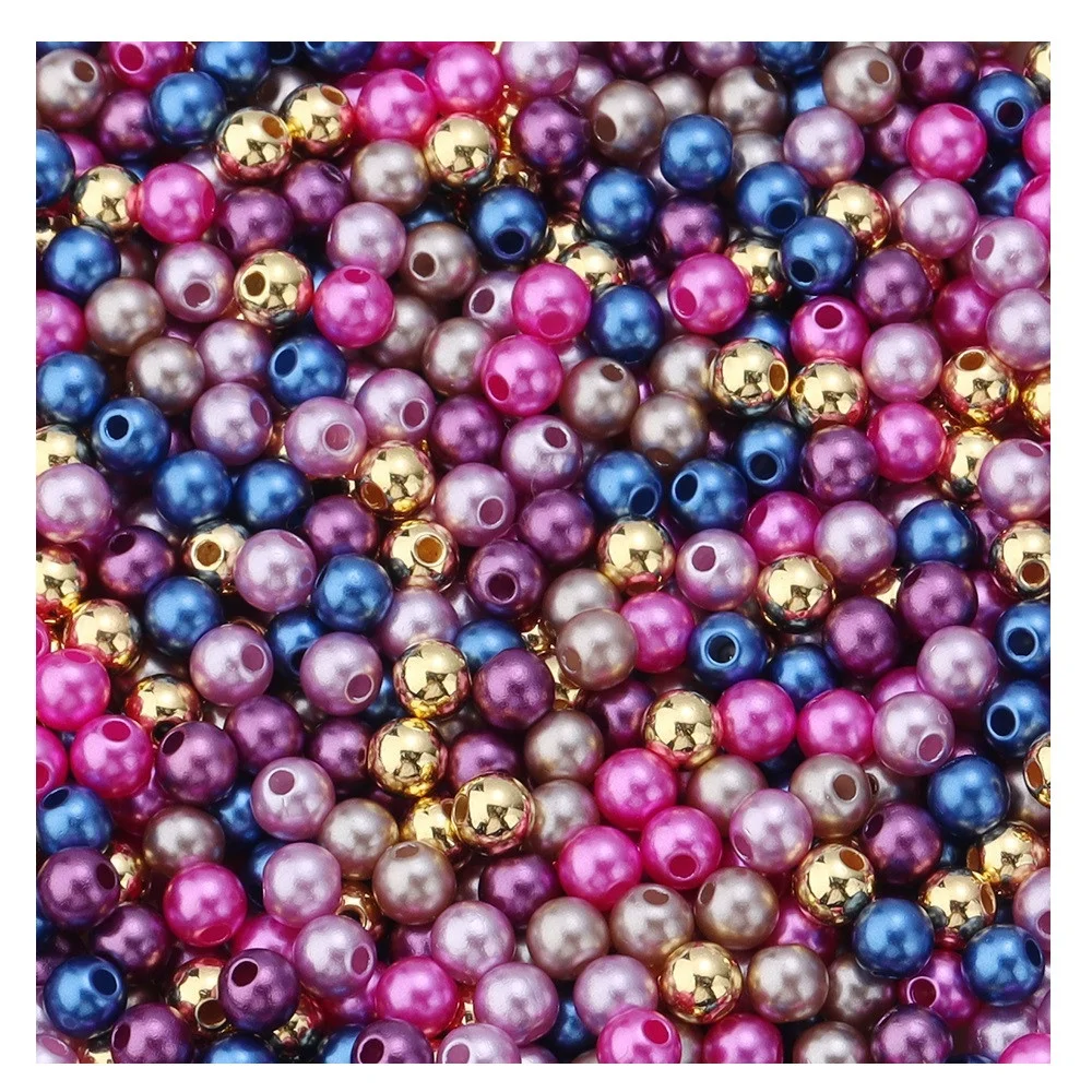 hot sale ABS round plastic straight hole imitation pearl beaded bracelet diy string jewelry accessories wholesale