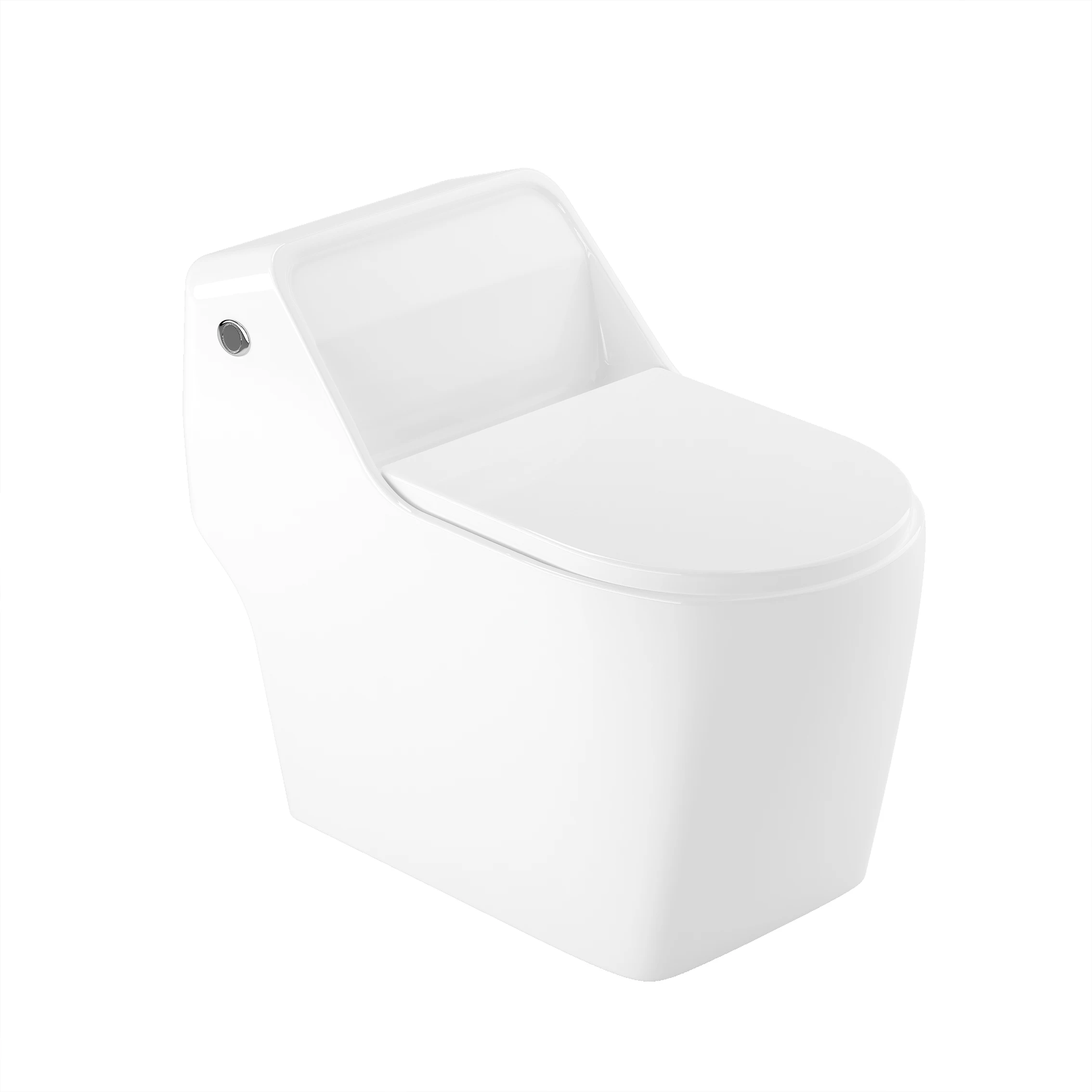 Modern Design White Square Ceramic One Piece Bathroom Toilet Siphonic Dual-Flush with S-Trap Drainage for Hotels
