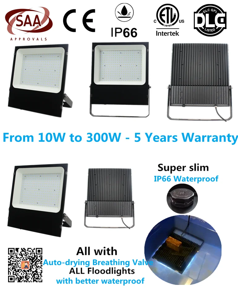 Shenzhen 7 YEARS WARRANTY IP66 underwater test outdoor floodlight 50w 100w 150w 200w 240w 300w LED Flood Light ETL CB CE