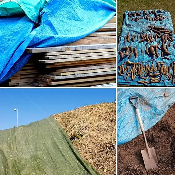 Fabric Pe Tarpaulin Roll Plastic Sheet Poly Tarps 220g Pe Tarpaulin Finished Sheets Blue Sliver Tarpaulin