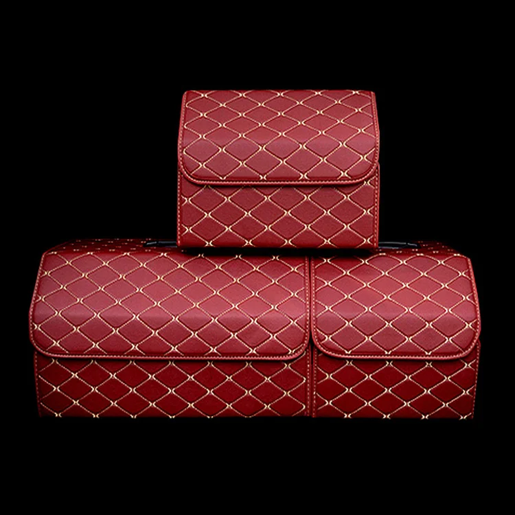 2021 multi-functional foldable PU leather back seat car trunk storage organizer bin container box for Auto,Trunk,SUV vehicle