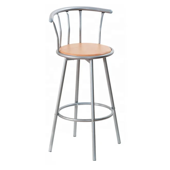 Металлический поворотный барный стул с круглой деревянной спинкой, 29 дюймов