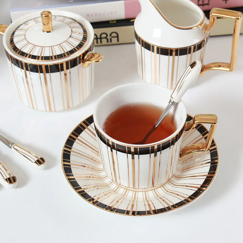 High Quality Tea Cup Sets Bone China Arabic Coffee Cups Luxury Tea Cup Sets Ceramic Drinkware  Teapots And Teacups