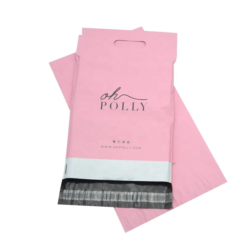 odm oem wholesales packing machine mail shipping bag poly 9x12 biodegradable custom pink mailing bags with handle for shipping