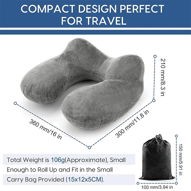 Sell Well U Shaped Inflatable Travel Pillow with PUMP For Airplane Train Car Office