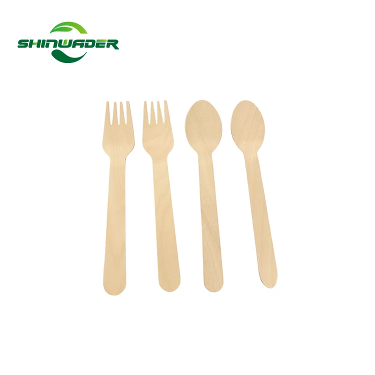 2024 Eco-Friendly Reusable Wooden Cutlery Set Disposable Tableware for Camping Hotel Travel Disposable Cutlery Set