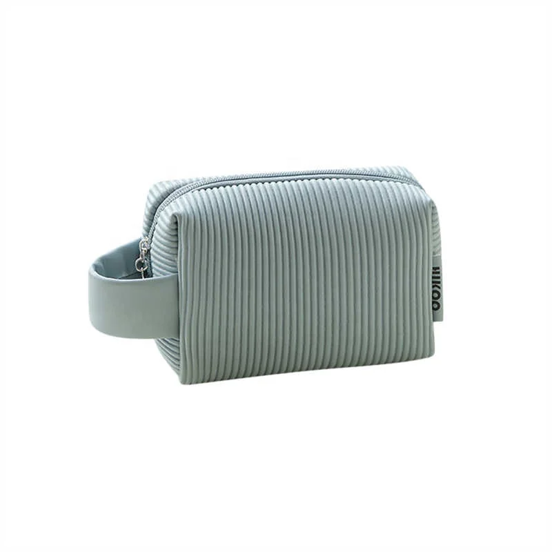 Cosmetic Bag Toast Shape Compartment Makeup Bag Portable Handle Zipper Closure Women Makeup Storage Pouch Wash Handbag for Home
