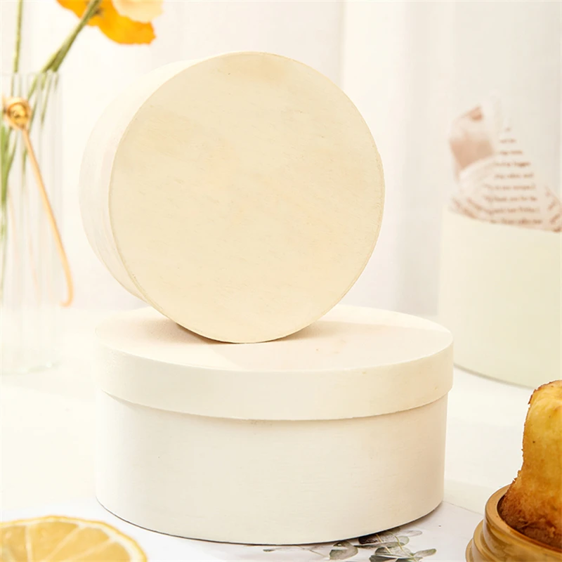 Biodegradable Wooden Round Takeaway Packaging Food Containers Cake Veneer Cheese Grazing Charcuterie Boards Christmas Gift Box