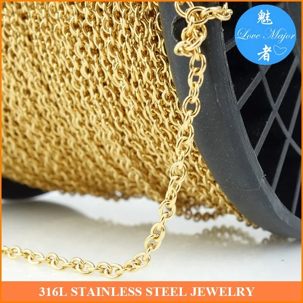 Gold Plated Fashion Stainless Steel Jewelry Necklace Making Oval Chain with Round Wire In Spool
