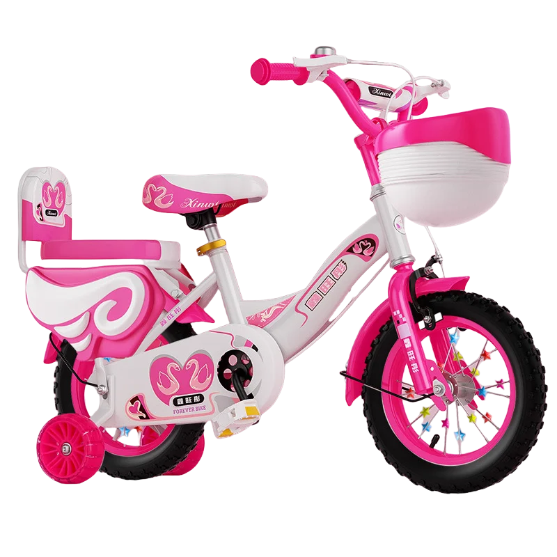 New Unisex 12/14/16/18 Inch Gas-Powered Baby Stroller & Bicycle Ride-on Toy with Flashing 4 Wheels Small Plastic Wheel for Child