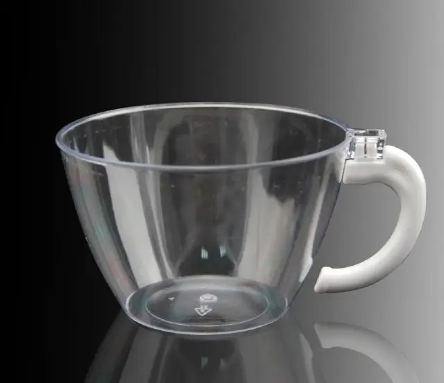 Disposable 6oz Coffee Cups with Handles ,180mlPlastic Coffee Mugs Plastic Tea Cups  for Wedding and Party