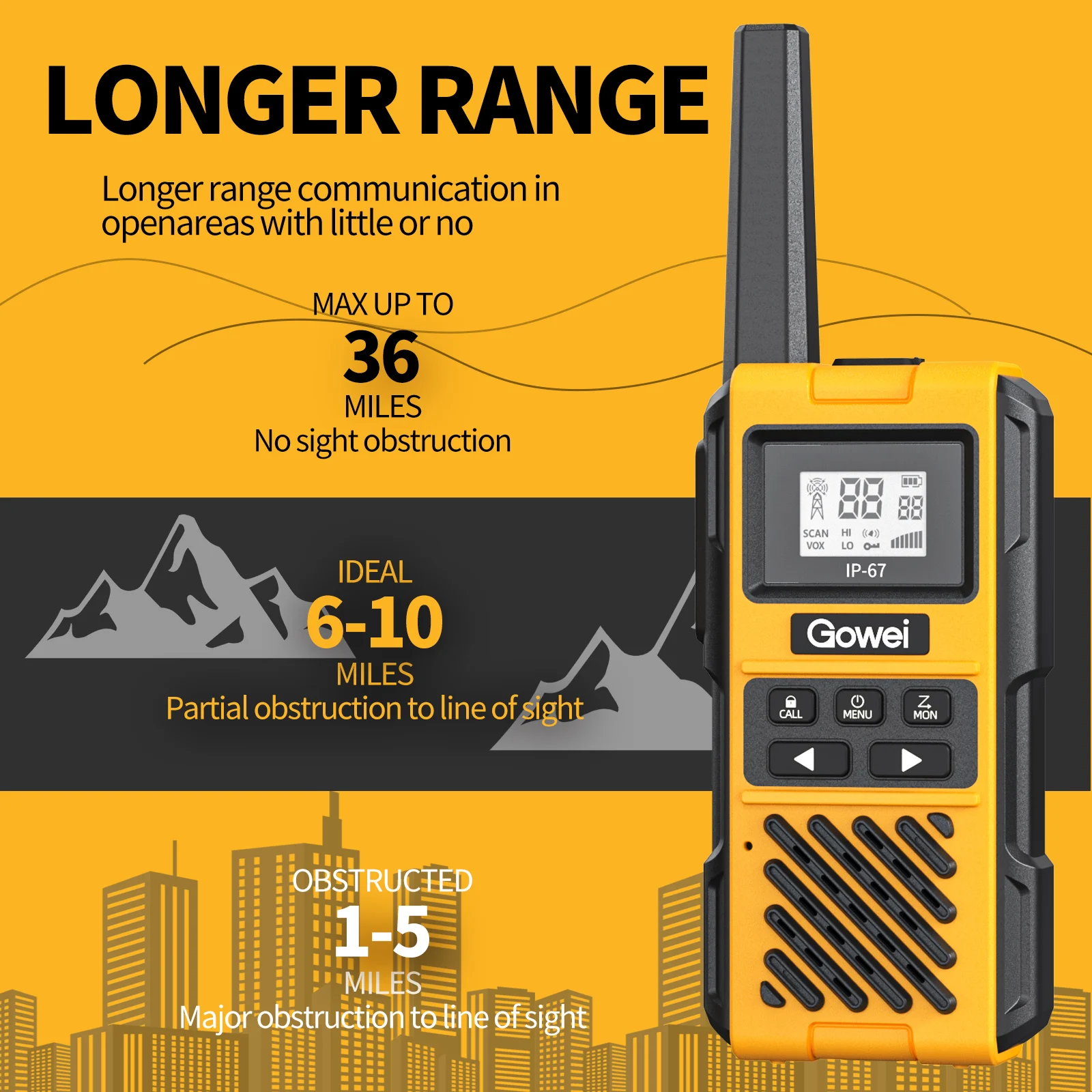 2Pcs Professional Walkie Talkies Rechargeable IP67 Waterproof Walkie Talkies, Long Range 2 Way Radio Handheld