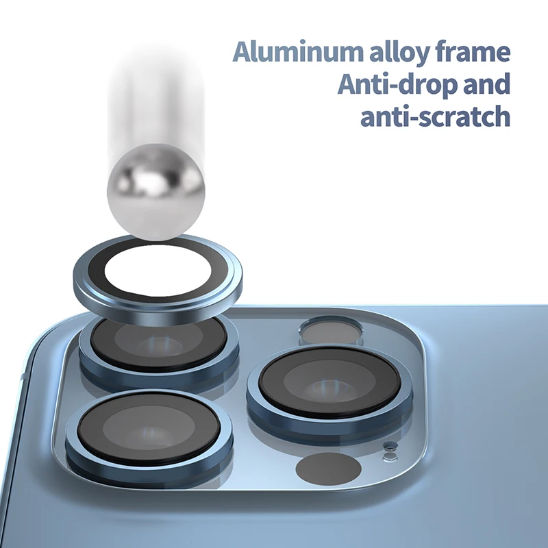 Лидер продаж, протектор экрана Blueo для объектива камеры, закаленное стекло HD для iPhone 13, iPhone 12, iPhone 11, ударопрочный алюминиевый сплав