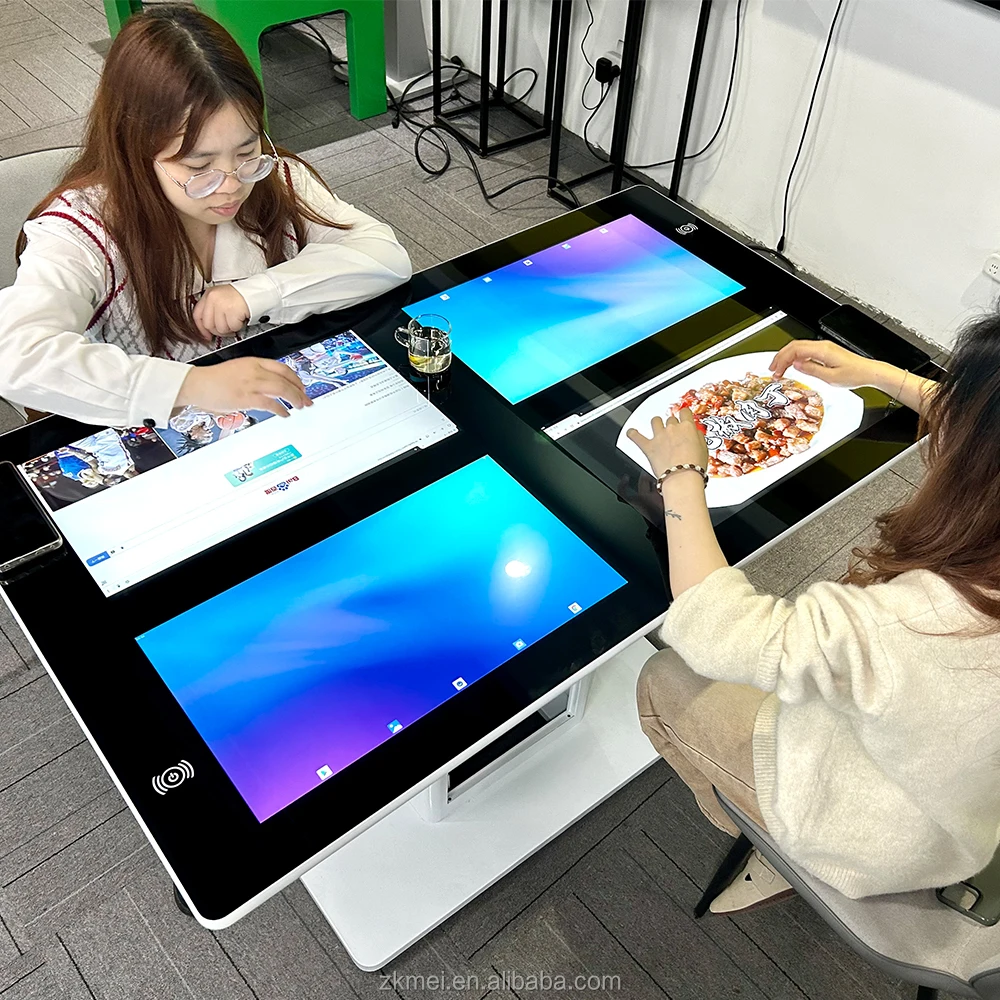 21.5 Inch Table Tactile Wireless Charging Android digital Smart Interactive Multi Touch Screen Table for restaurant coffee