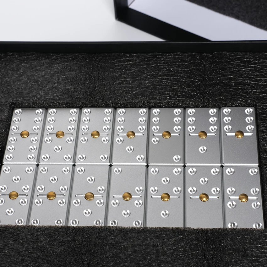 Custom Manufacture CNC Machining Metal Aluminum Double 9 Dominoes Set Dominoes Board Games Set