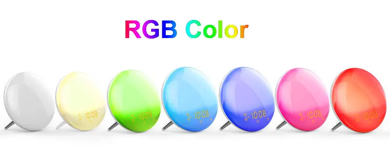 Светодиодная настольная подсветка RGB с имитацией восхода солнца будильник цифровые часы