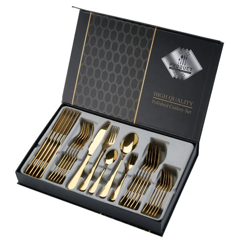 Wholesale Luxury Gift Box 30pcs Tableware Silverware Fork Spoon Knife Flatware Stainless Steel Cutlery Set