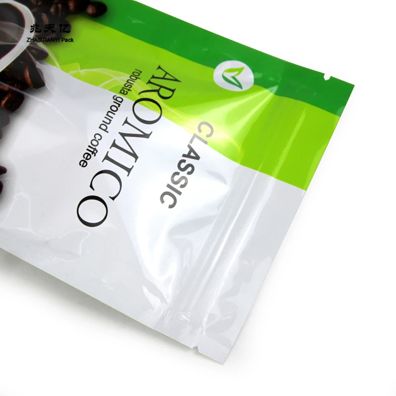 Ламинированная алюминиевая фольга zip lock мешок стоячий мешочек кофейный с дегазационным клапаном