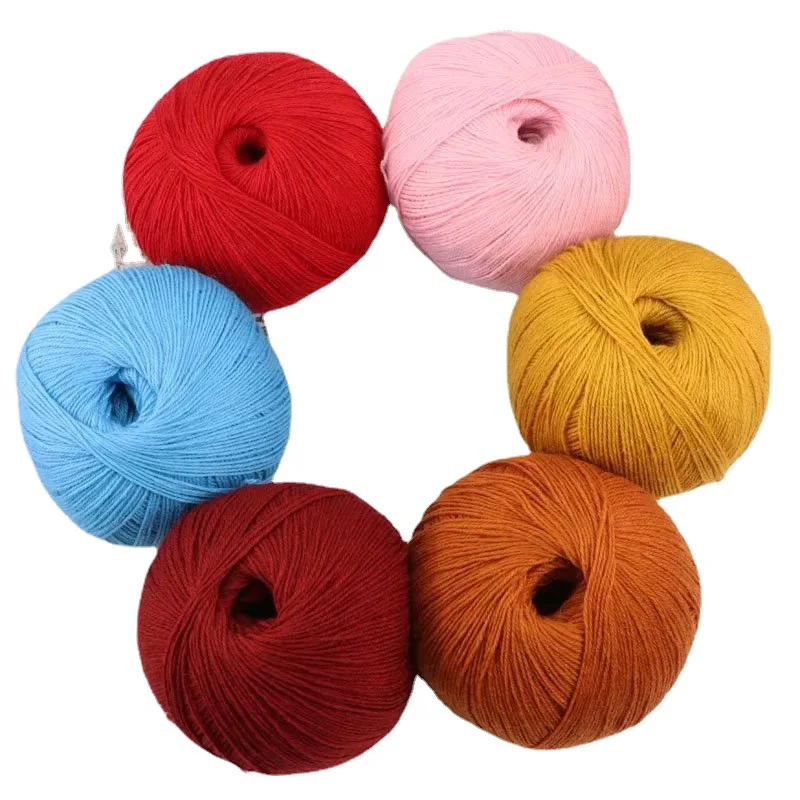  Hot Sale Soft Three strand 16 Hand knitted Fine Wool Yarn Various Colors 100% Scarf and Towel