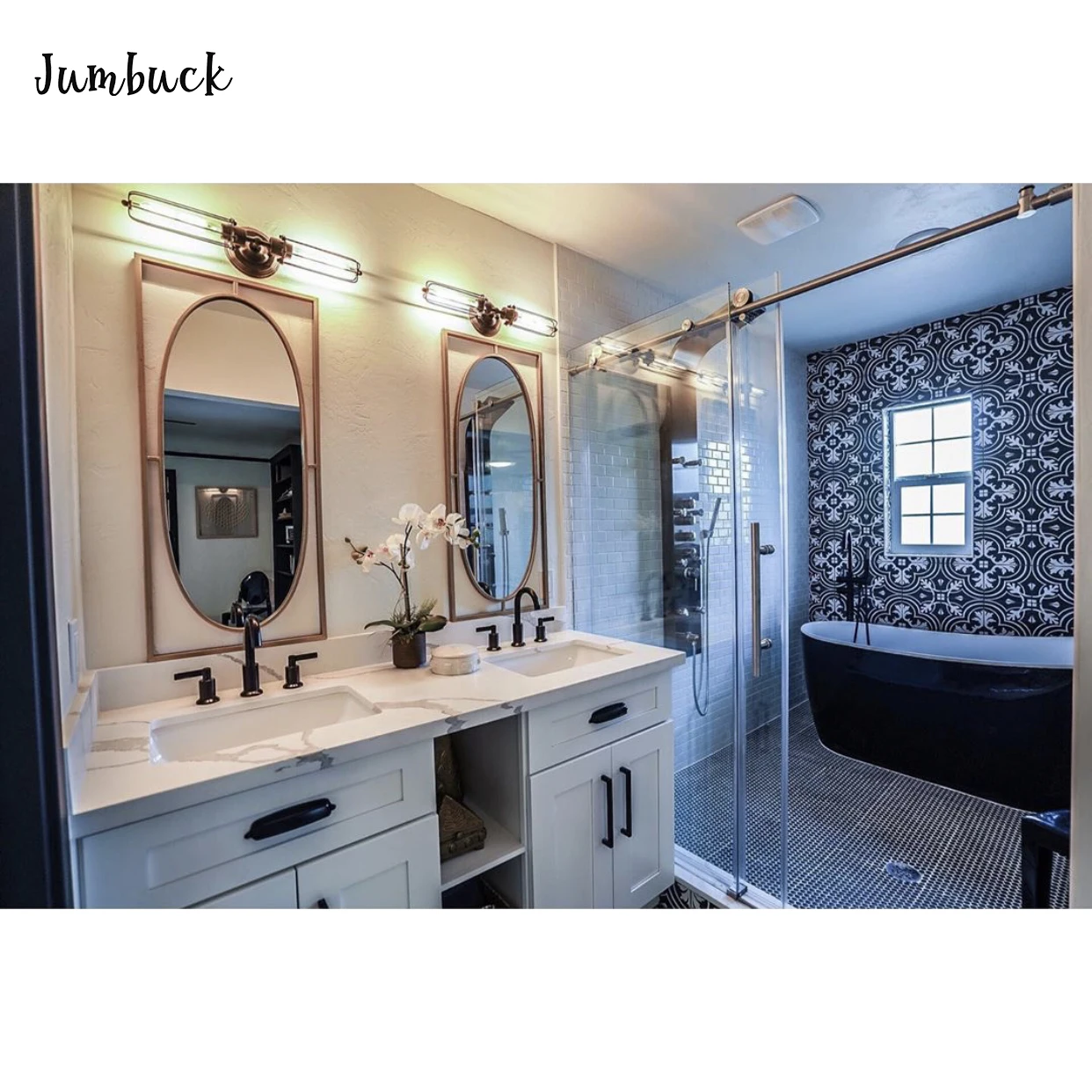 
North American Standard Shaker Double Sink Bathroom Vanity Cabinet Unit With Quartz Top 