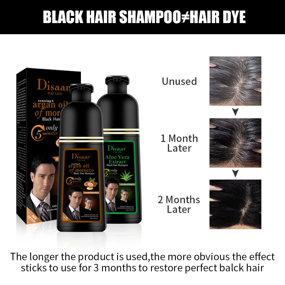 OEM Disaar Black Brown быстрая краска для волос шампунь с алоэ вера серых черный