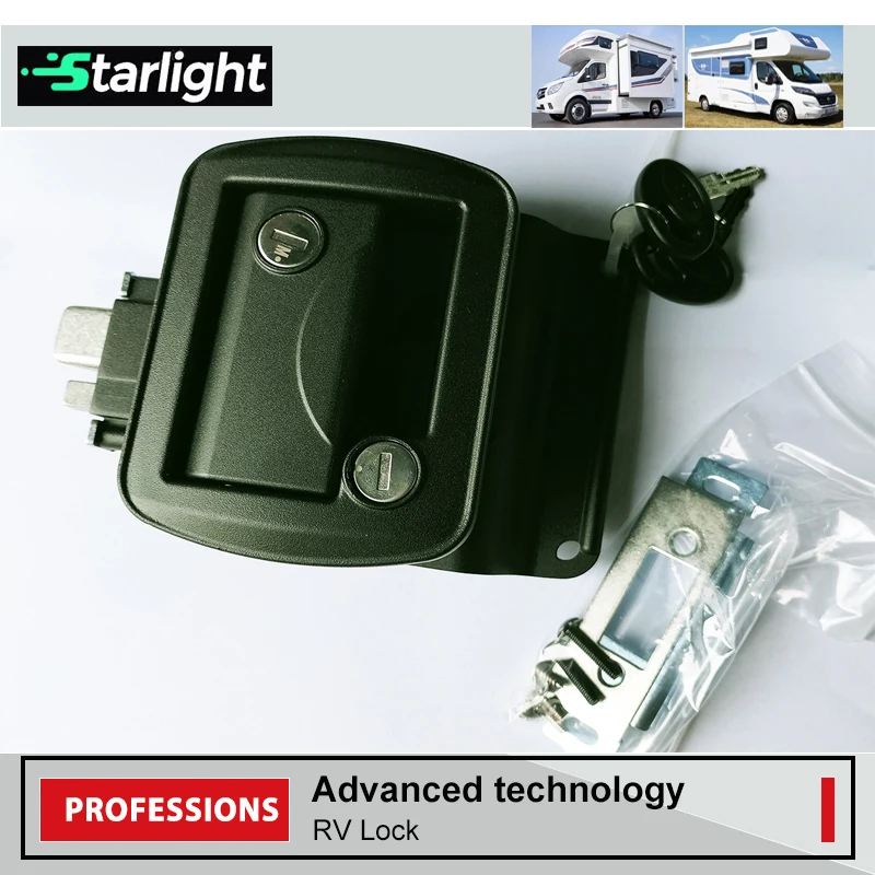 RV Door Lock Replacement, Upgraded RV Door Latch with Paddle Deadbolt 2 Keys Camper Door Lock for Travel Trailers Horse Cargo