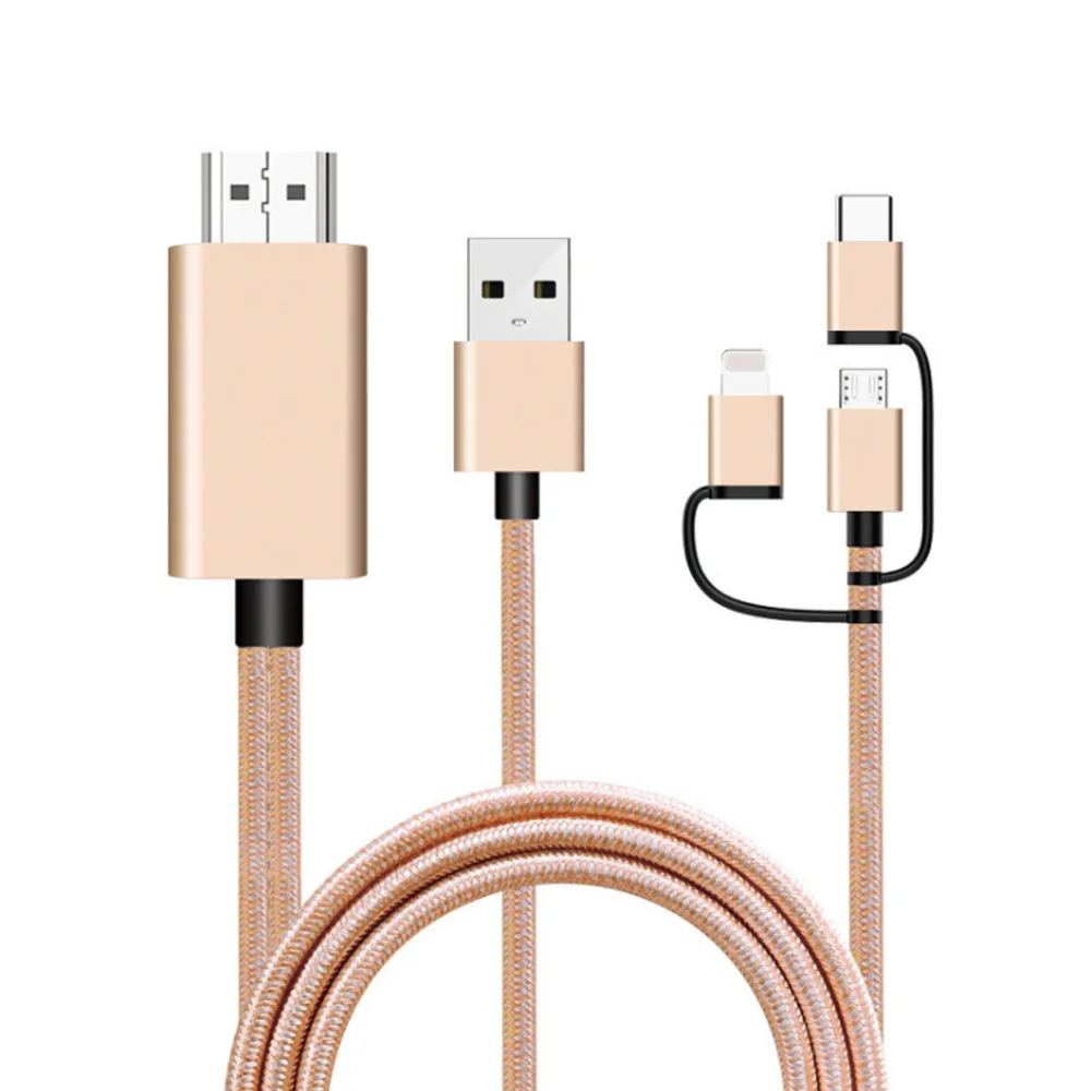 Vnew hot sell multifunction 4 in 1 phone to HDTV Cable 2k 1080P HDMI Cable Adapter plug and play