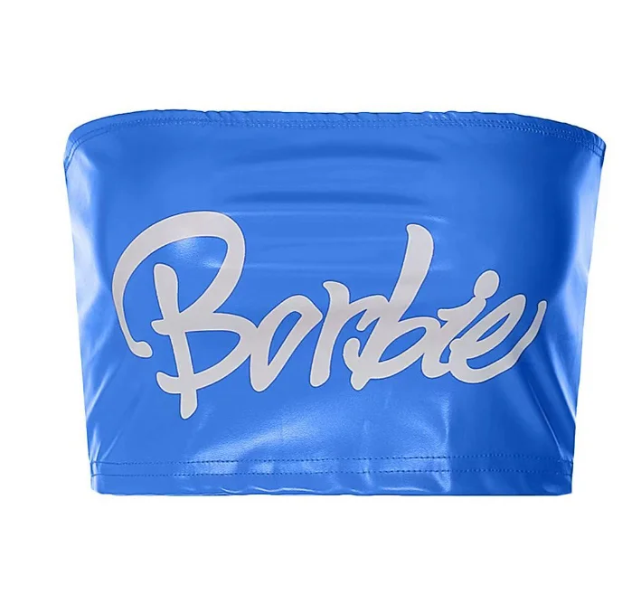 Vintage Sexy Club Leather t shirts Chest Wrap Vest Women Clothes 2023Spring Summer Streetwear Letter Print Pu Leather Tube Tops