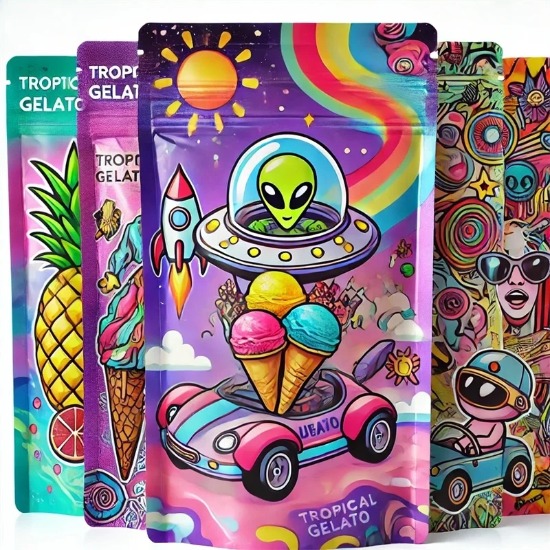 Custom Printed Food Ziplock Doypack 1g 3.5g 7g 14g 28g Child Resistant Gummy Packaging Smell Proof Candy Mylar Bag