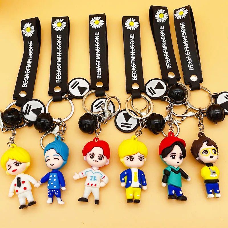 JM 7Pcs Bangtan Boys Keychain Epoxy Buckle Three-Dimensional Cartoon Accessories Pendant Mobile Phone Bag Daily Wear Ornaments