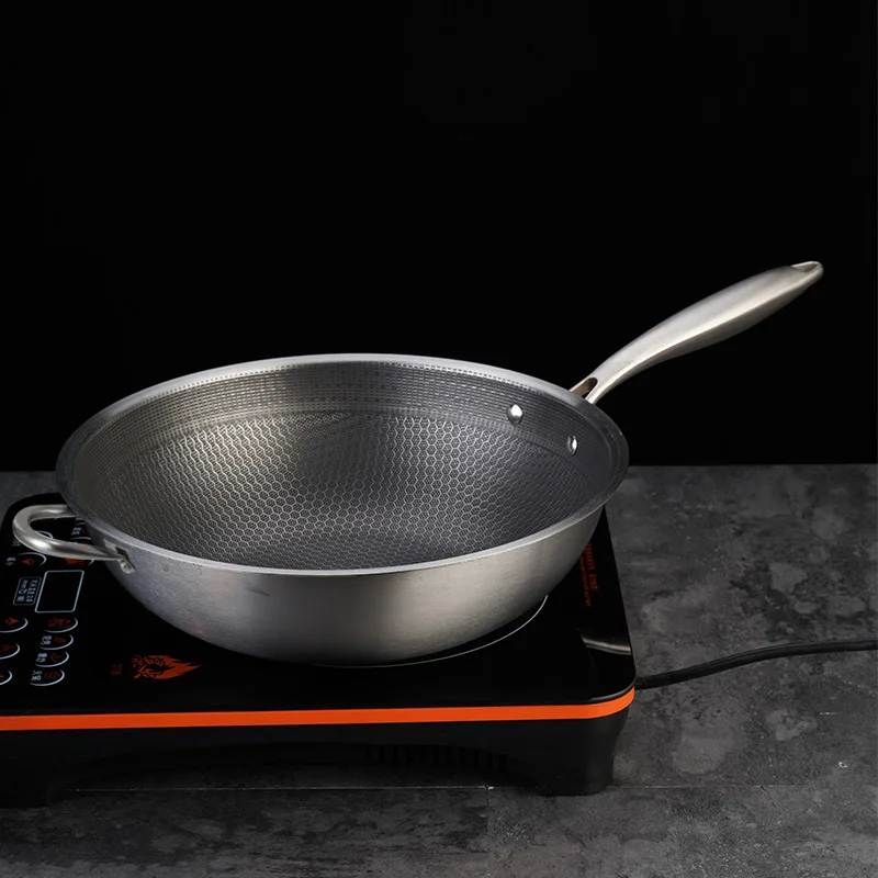 Single-handle hammer pattern non-stick wok wok is suitable for household kitchens