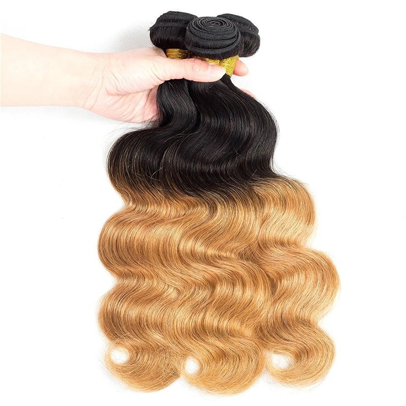 Ombre 1B/4/27 1B/27 1B/30 1B/99J Factory Direct Selling 100% Unprocessed Virgin Human Hair Cuticle Aligned Bundles with Closure