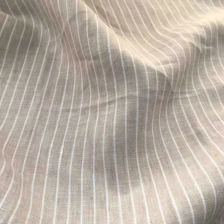 New arrivals linen cotton blend plain Bedding garment material yarn dyed striped cotton poplin shirt fabric