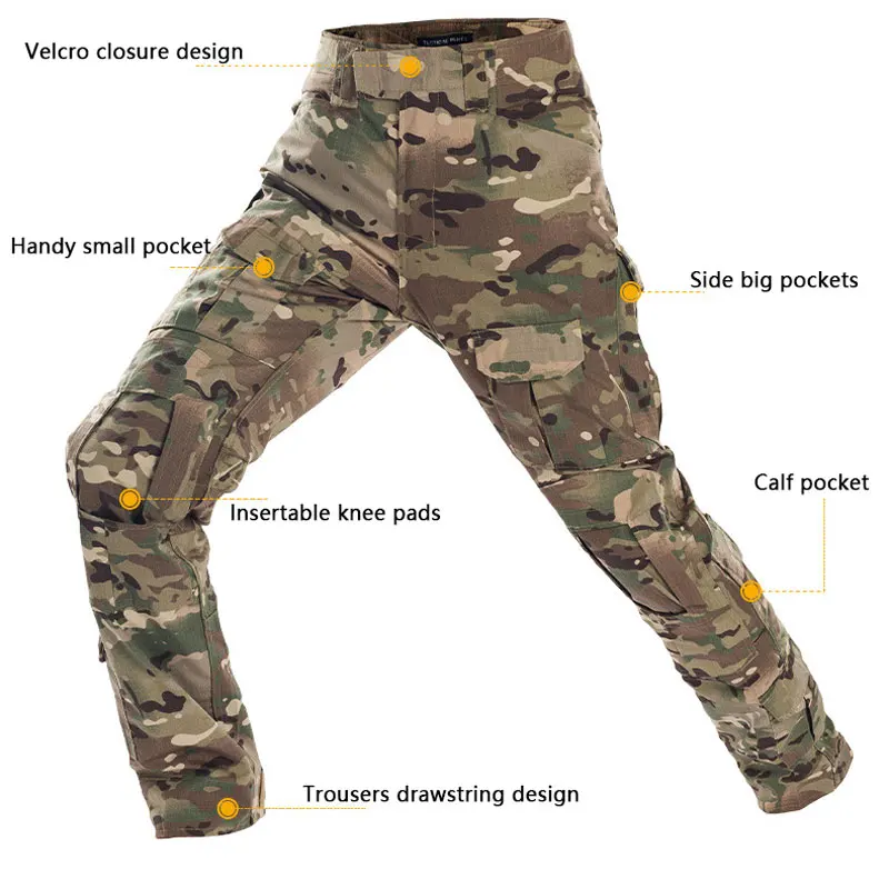GAG G3 Rip-stop Camo Combat Frog Suit Camouflage Long Sleeve Tactical Uniforms with Knee Pads Elbow Pads